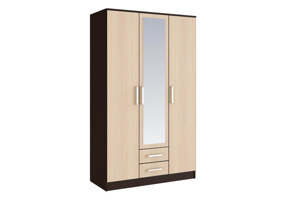 Шкаф трехстворчатый Фиеста, Дуб беленый, Венге