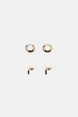 ZARA НАБОР СЕРЕГ-КОЛЕЦ СО СТРАЗАМИ, ЗОЛОТИСТЫЙ