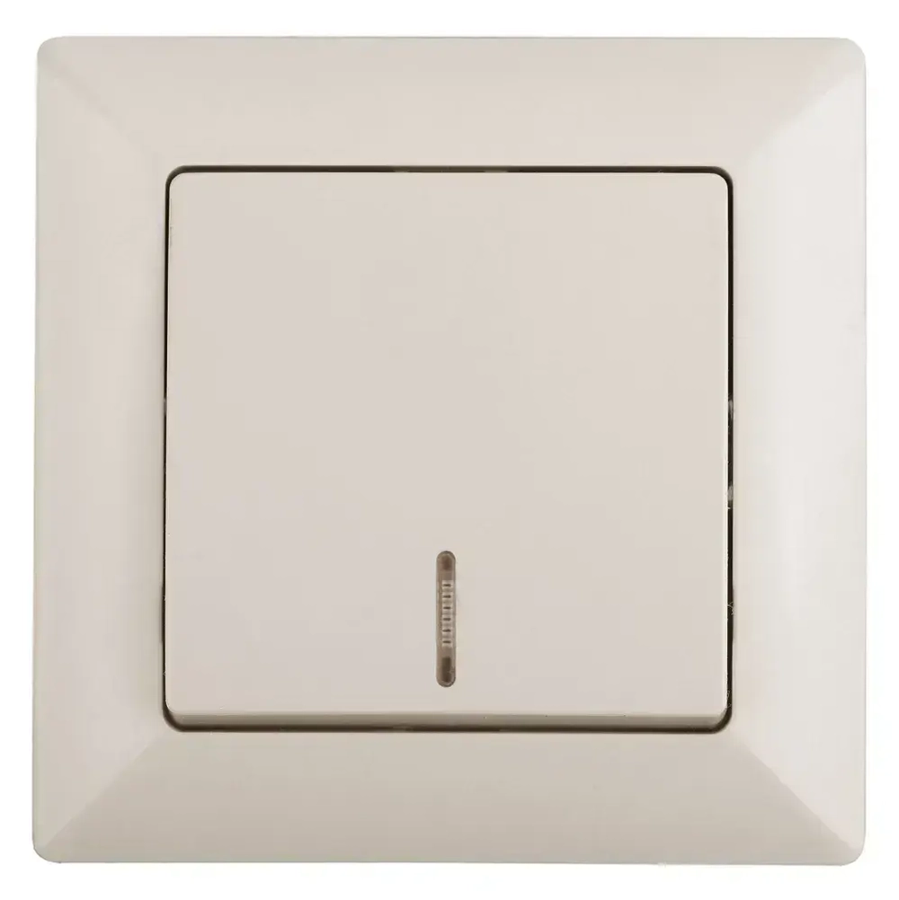 Выключатель Intro Solo 4-102-02 одноклавишный с подсветкой 10А-250В IP20 СУ слоновая кость