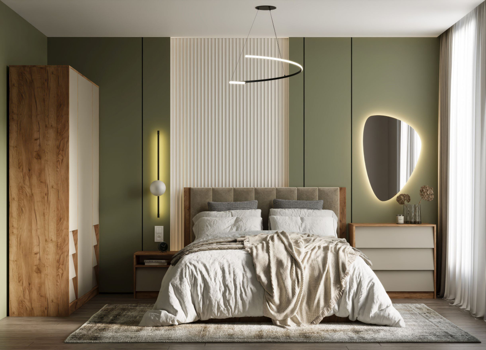 Спальня Ева ЛДСП Крафт табачный / ЛДСП Кашемир