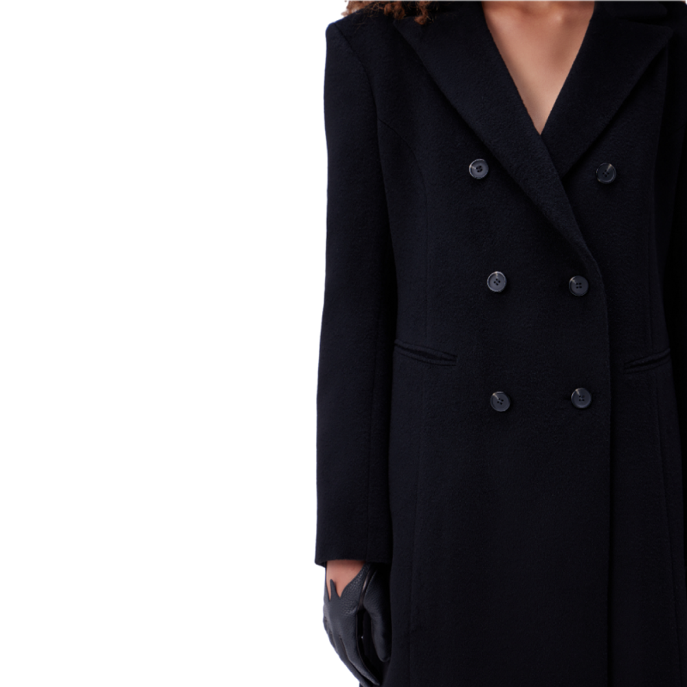 Пальто двубортное теплое на пуговицах