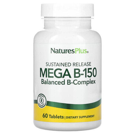 Витамины группы B NaturesPlus, Mega B-150 с замедленным высвобождением, 60 таблеток
