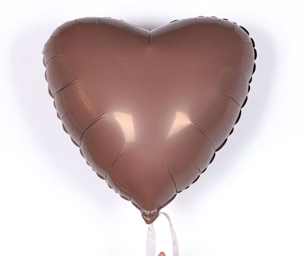 Ag Шар Сердце 18"/46 см, Мистик какао/Cocoa сатин (БГ-15)  Изображение3