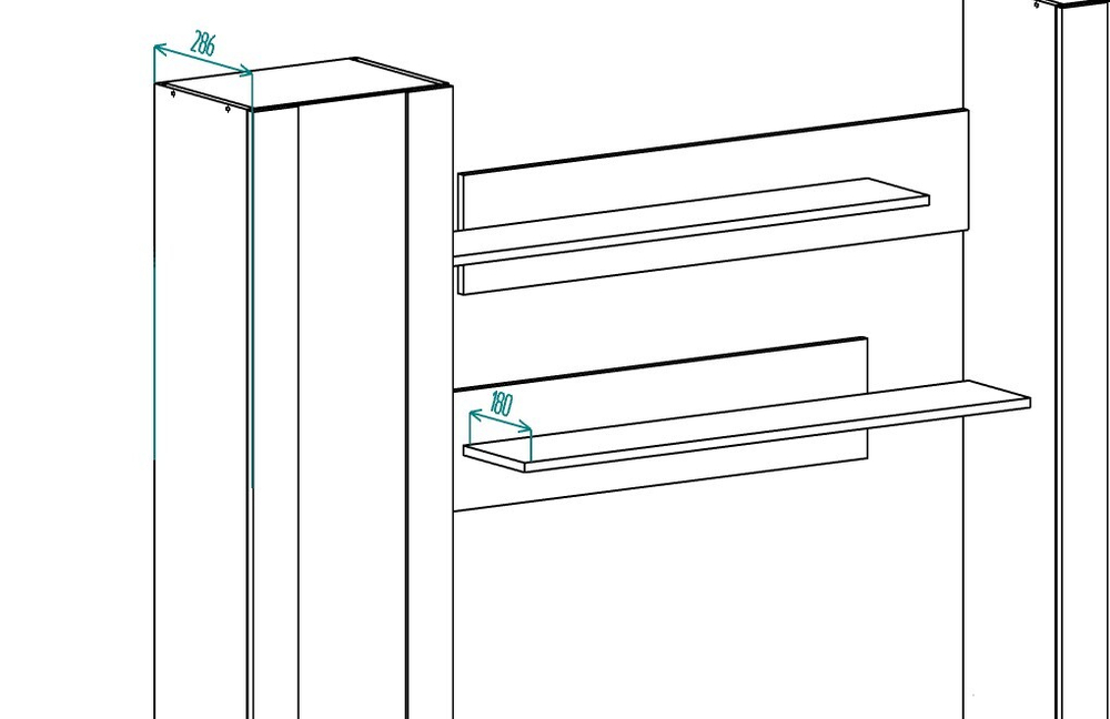 Гостиная 25 МДФ Белый DM635-6 (глянец) / Черный 0190 PE 200*45*160 см,    Фиеста
