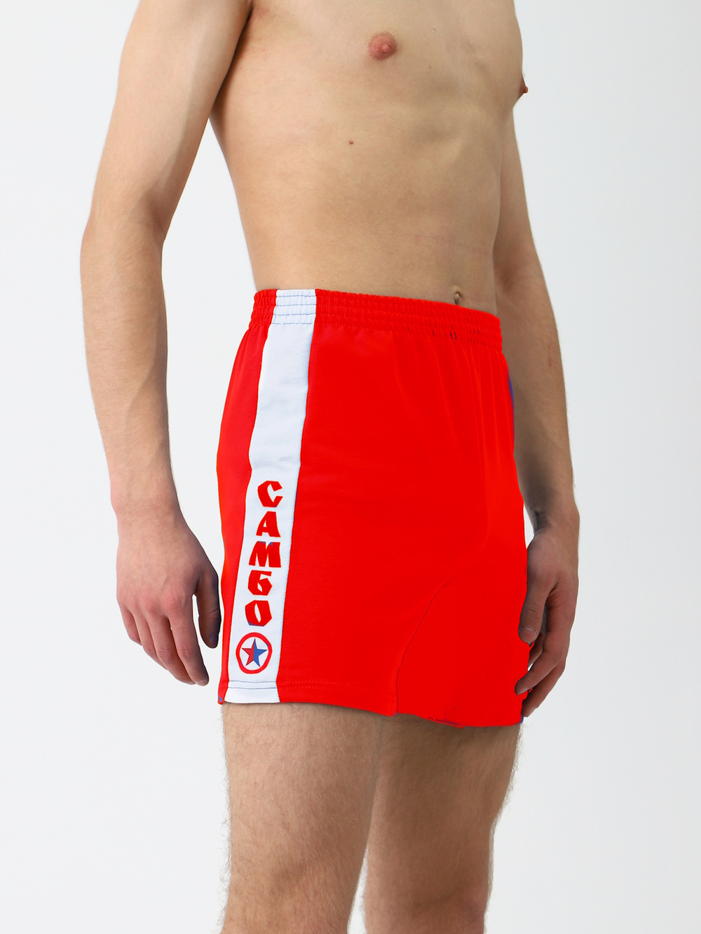 Шорты для САМБО трикотажные с вставками САМБО красные