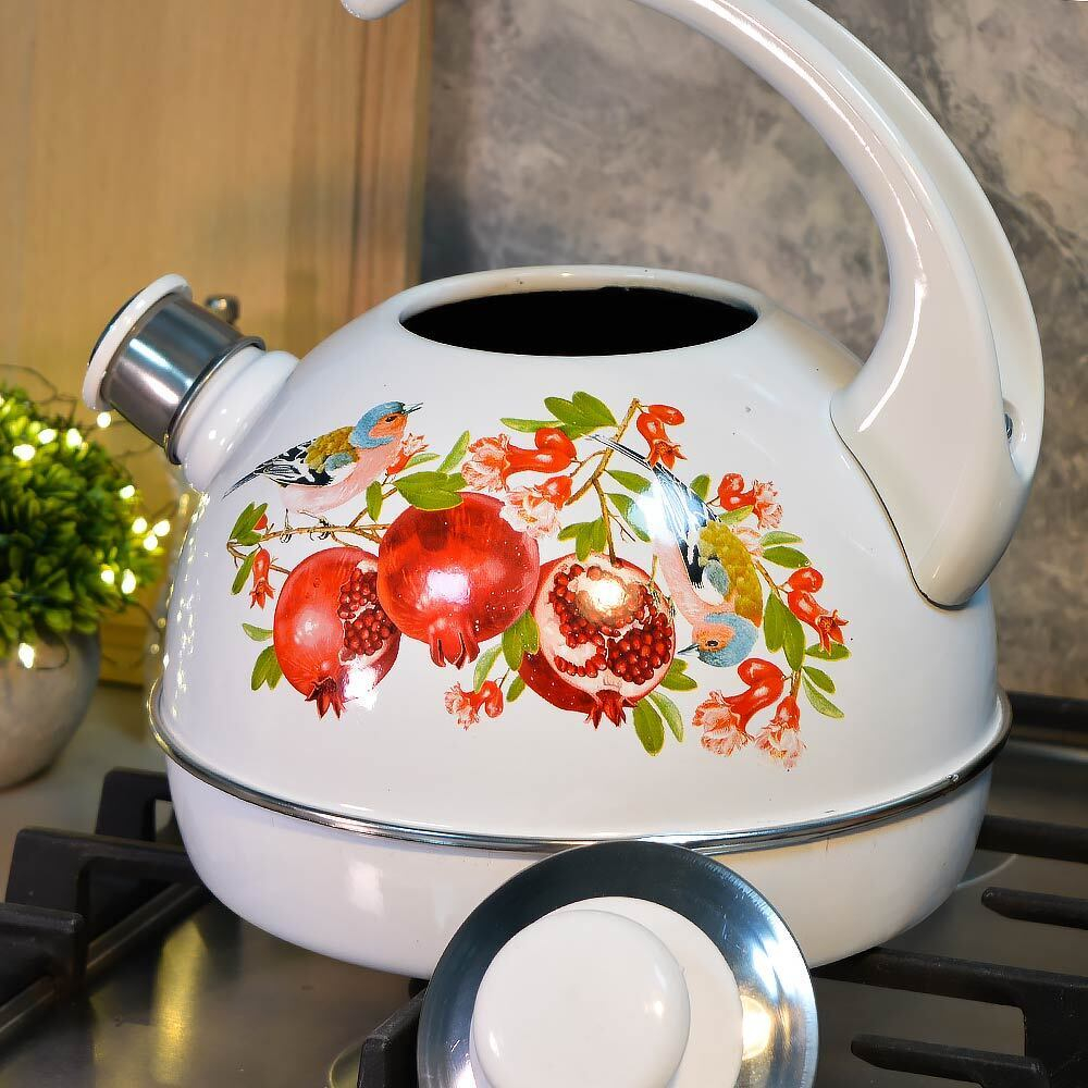 Чайник 3,5л со свистком, консульная ручка, белый "Гранат"