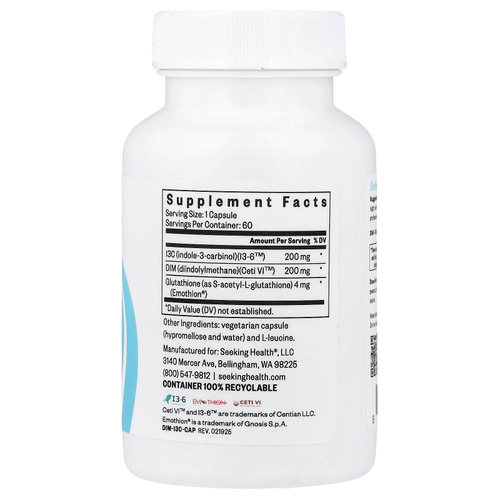 Seeking Health, ДИМ и I3C с глутатионом, 60 капсул