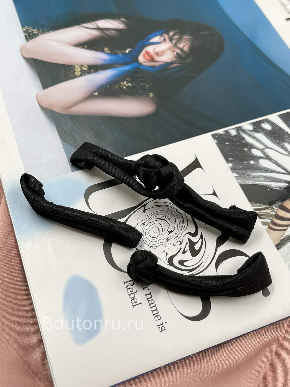 Застежка клевант узел черная (китайская пуговица)