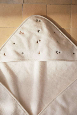 ZARA HOME ДЕТСКАЯ ХЛОПКОВАЯ НАКИДКА-ПОЛОТЕНЦЕ, КРЕМОВЫЙ