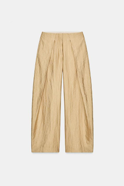 ZARA МЕТАЛЛИЗИРОВАННЫЕ БРЮКИ СО СКЛАДКАМИ — ZW COLLECTION, ЗОЛОТИСТЫЙ