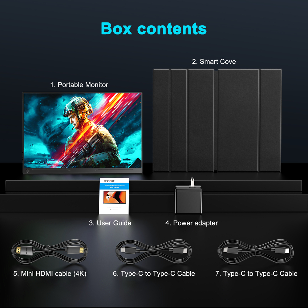 17.3" Портативный монитор с магнитным чехлом Ugame J7 2K IPS 2560х1440, 144 Гц