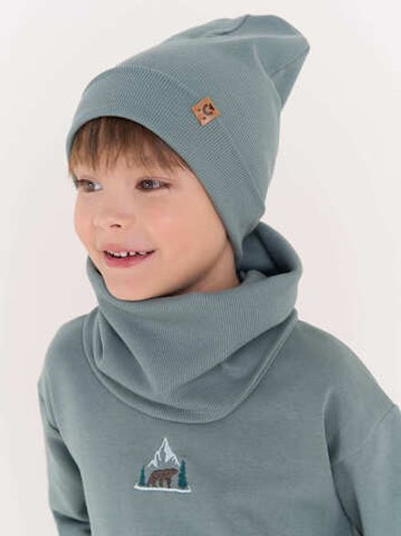 Шапка и снуд трикотажные двухслойные "Полынь"