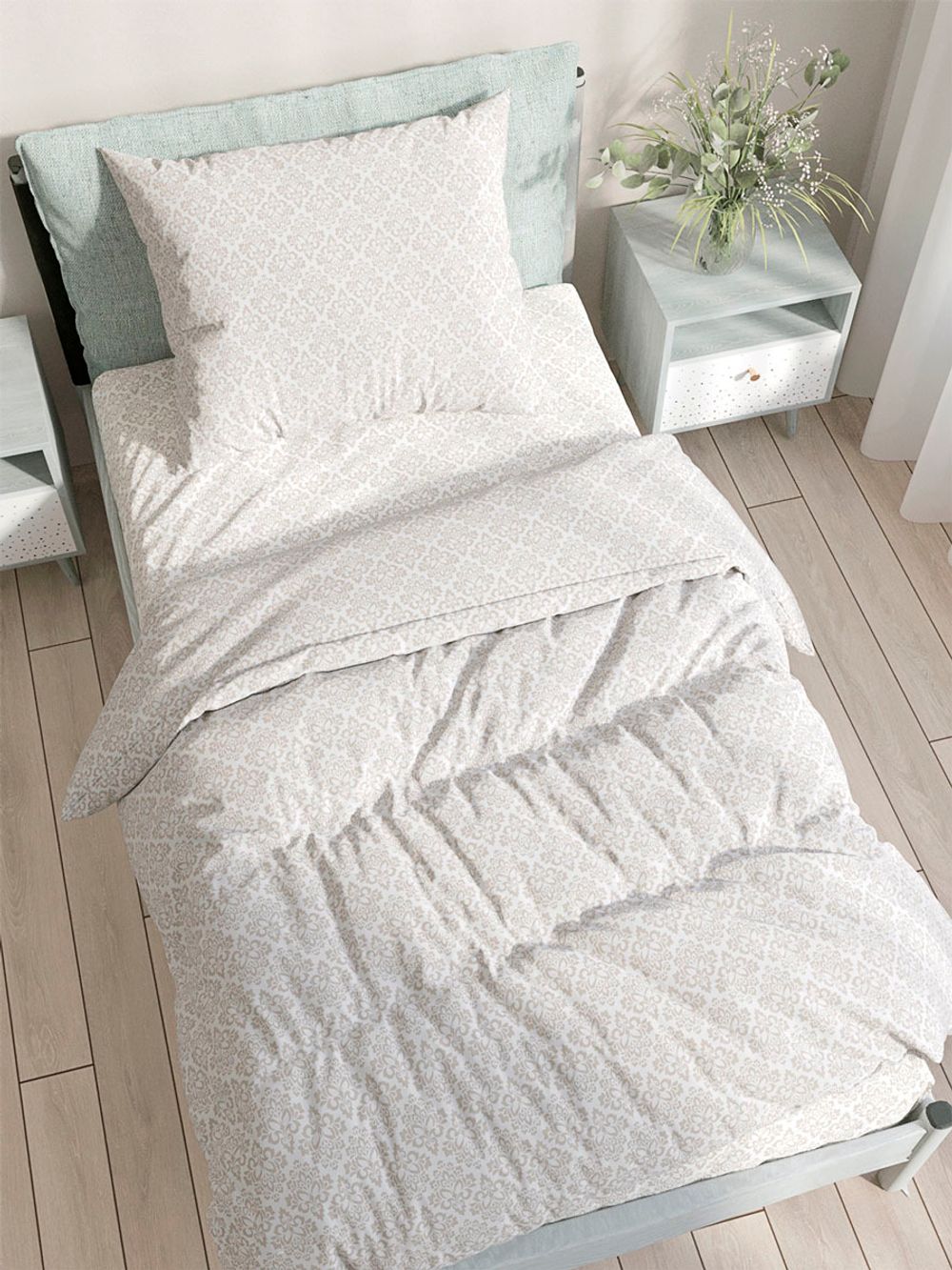 Постельное белье Полисатин Simple House "Klassik" 1,5-сп Наволочка 50х70 см 1 шт Простынь на резинке 90x200 см Пододеяльник 145x215 см