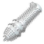 Прозрачная насадка на пенис 12,8см с шипами и стимулятором клитора Baile Sleeve BI-010045C