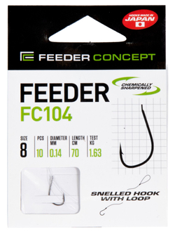 Крючки с поводком FC FEEDER сер. FC104 70см, разм.008, 0,14мм 10шт.