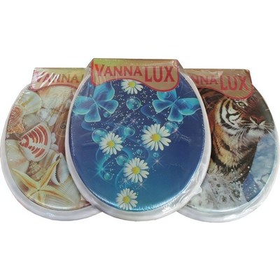 Мягкая крышка-сиденье для унитаза "VANNA LUX" цвет серый, рисунок в ассортименте