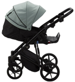 Детская коляска Adamex Mobi Deluxe 3 в 1 M-SA20 (СЕРО-ЗЕЛЕНАЯ КОЖА)