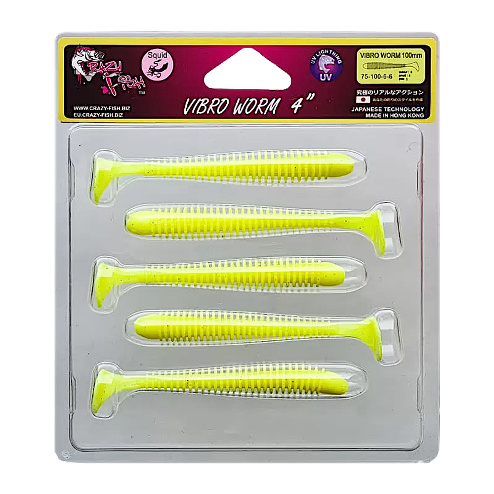 Мягкая приманка Crazy Fish Vibro Worm 4'' 10см 5шт 75-100 -