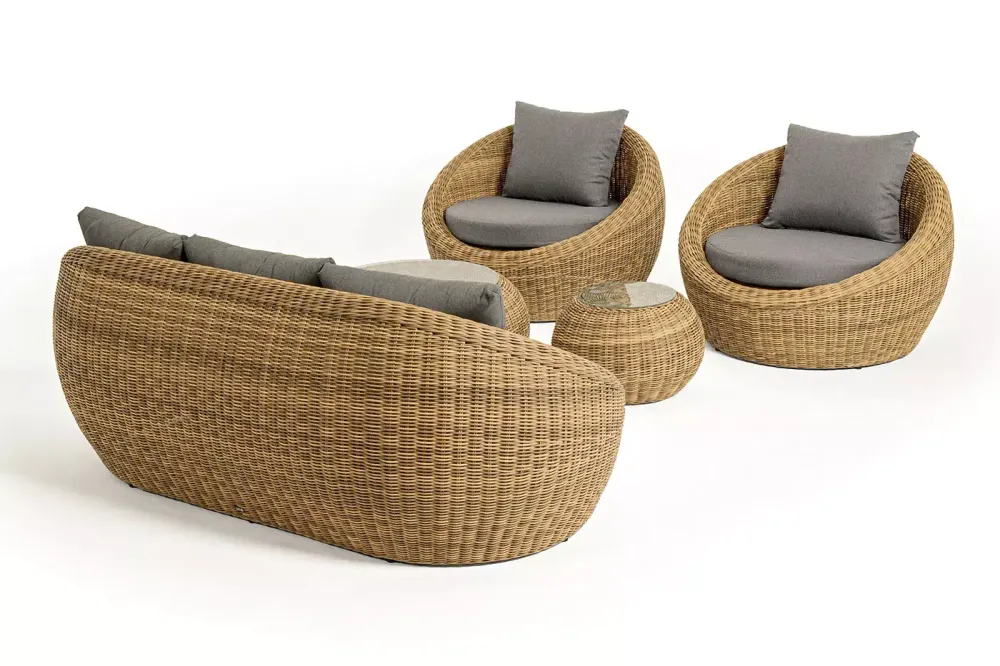 "Барселона" лаунж-зона из искусственного ротанга, цвет соломенный