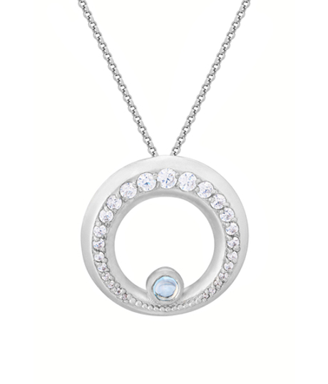 Подвес большой из серебра со вставками из топаза и бесцветных фианитов