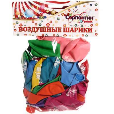 Воздушные шары 50 шт, 10»/25см «С праздником!», Феерверк (микс)