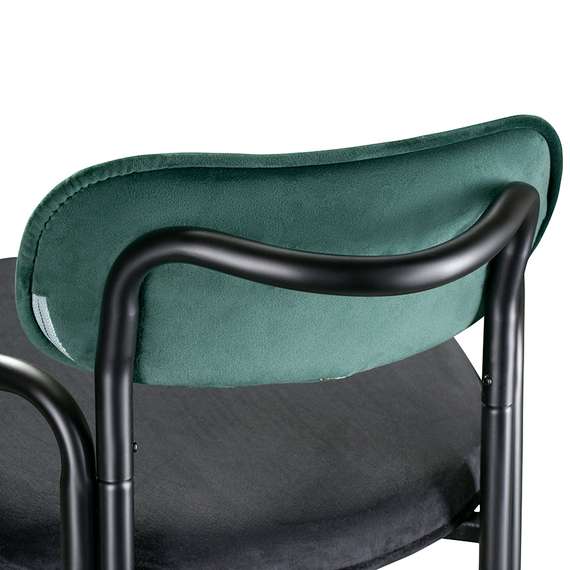 Полубарный стул Ror, Round, темно-зеленый/черный велюр