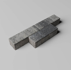 Тротуарная плитка ПРЯМОУГОЛЬНИК 300х100 мм - Листопад гранит Антрацит