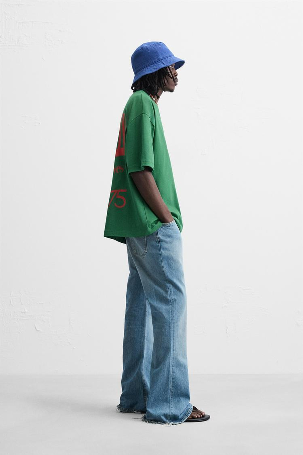 ZARA ФУТБОЛКА С НАДПИСЬЮ, ЗЕЛЕНЫЙ