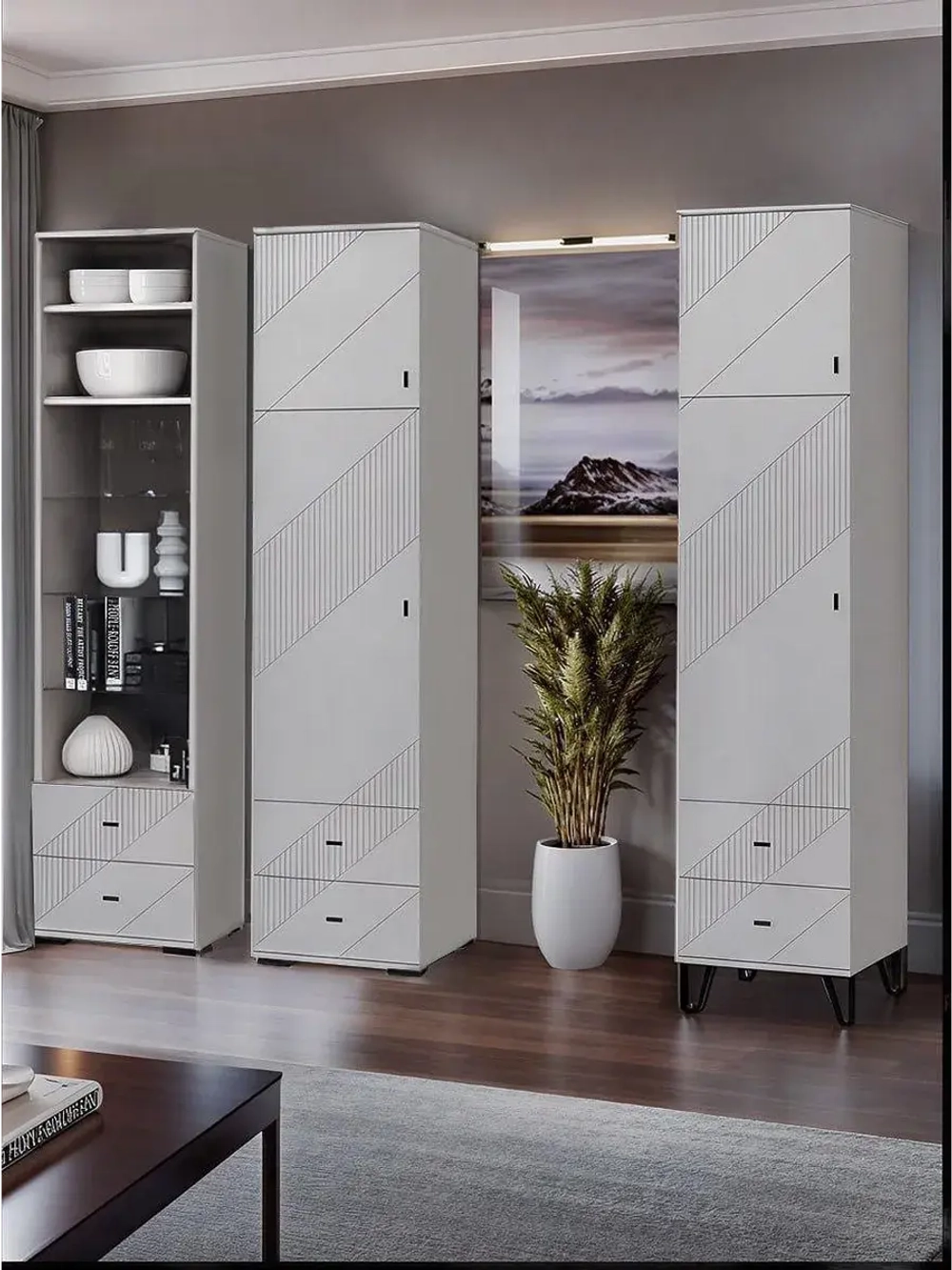 Шкаф-пенал напольный с полками Кашемир; 45;2х45х199 см