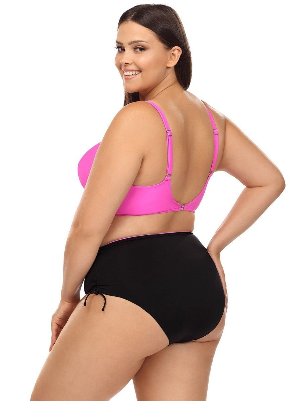 Розово-черный раздельный купальник plus size (Размер: 85E/42) (Цвет: розовый с черным)