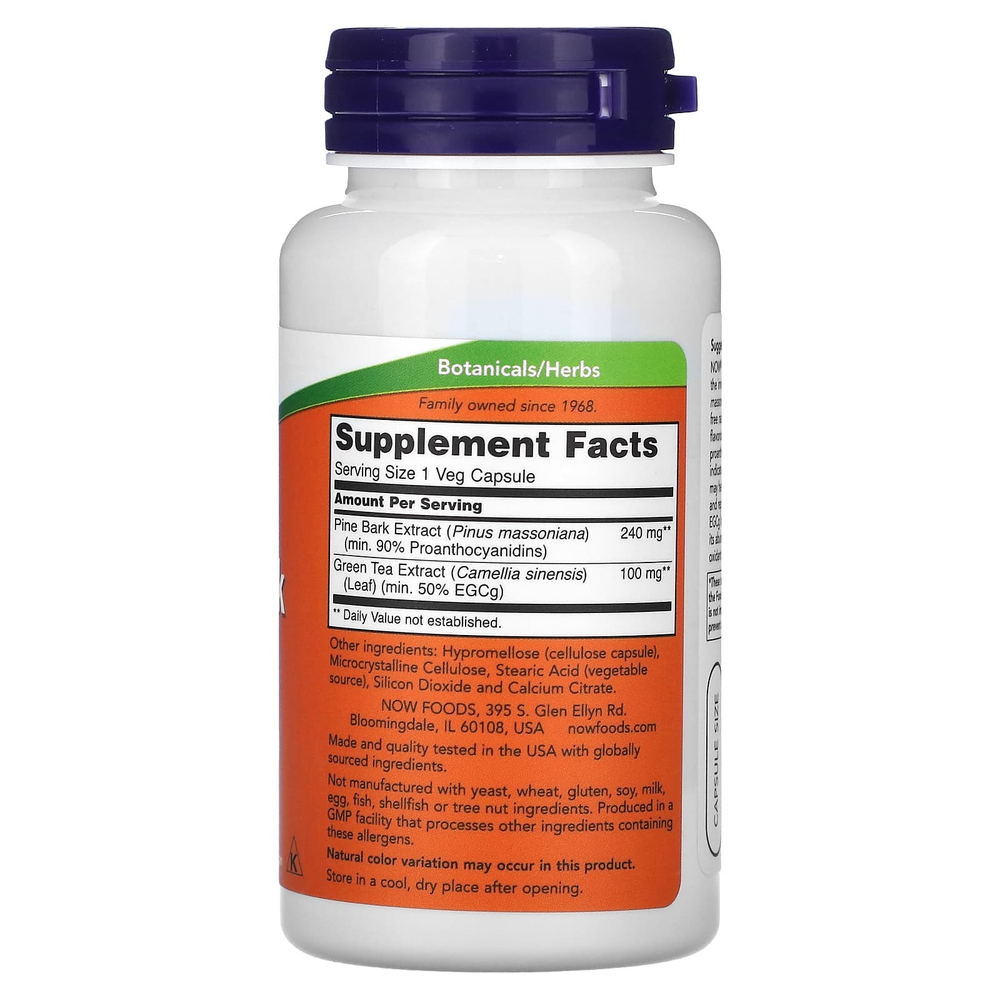 NOW Foods, экстракт сосновой коры, 240 мг, 90 растительных капсул
