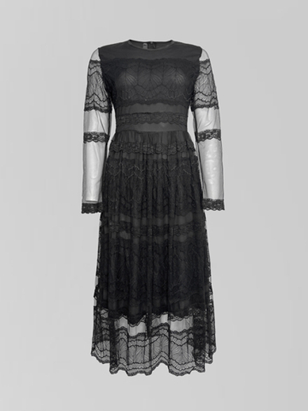 Платье JinPaiYa 1006 длинное с отделкой кружевом на молнии сзади