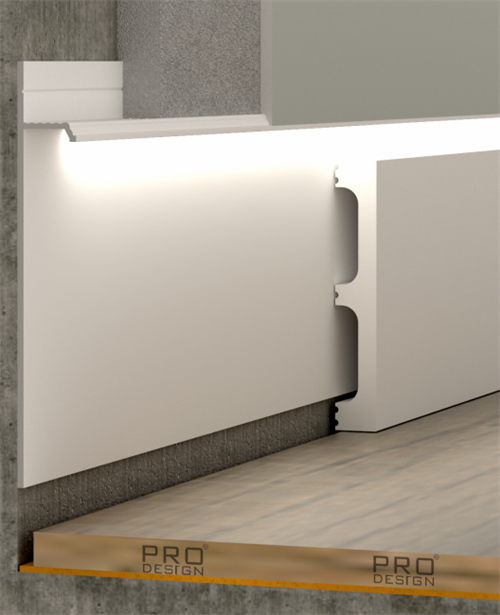 Плинтус скрытого монтажа Pro Design 323W Белый муар 2700мм