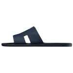 Hermes Izmere first layer cowhide flat-bottomed comfortable fashion sandals men's dark blue, H152415Z HI2