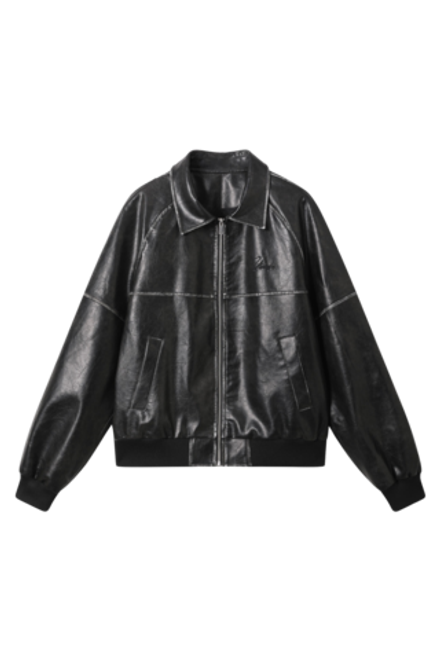 Кожаная куртка DONSMOKE Worn Effect Leather Jacket