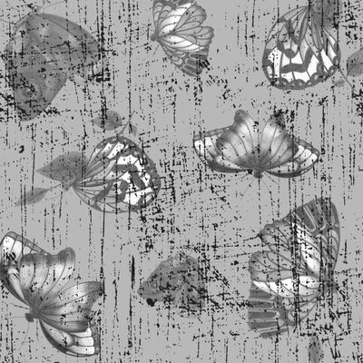 Черно-белый ретро фон с бабочками. Сепия
