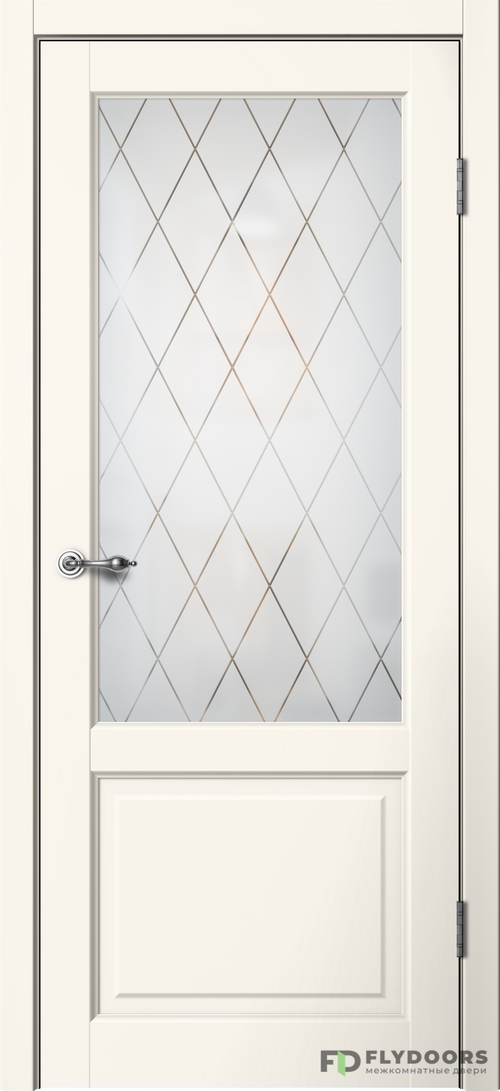 Межкомнатная дверь Classic C02 ПО (Английская решётка) Ваниль эмалит