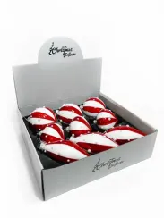 Набор стеклянных украшений Белуччи 80 мм., красный с белым, 9 шт., Christmas DeLuxe (13080)