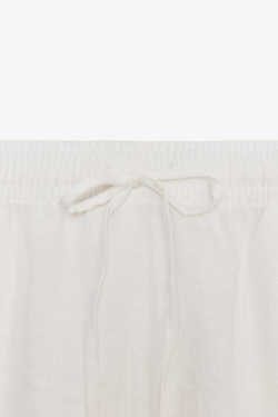 ZARA МИНИ-ШОРТЫ С ЗАВЯЗКАМИ, ЖЕЛТОВАТО-БЕЛЫЙ