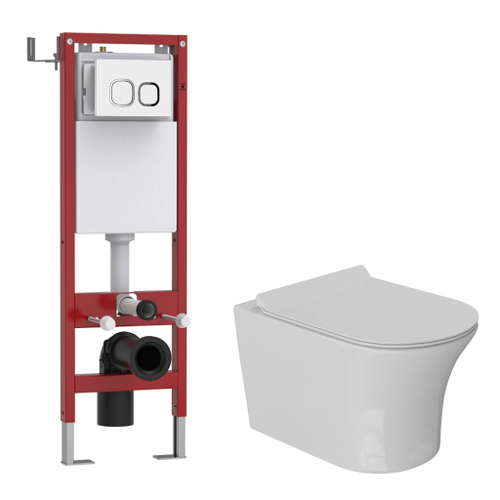 Комплект WAVE "Система инсталляции МЕХАНИКА 380+унитаз "STAR"+квадратная кнопка A1 белая"