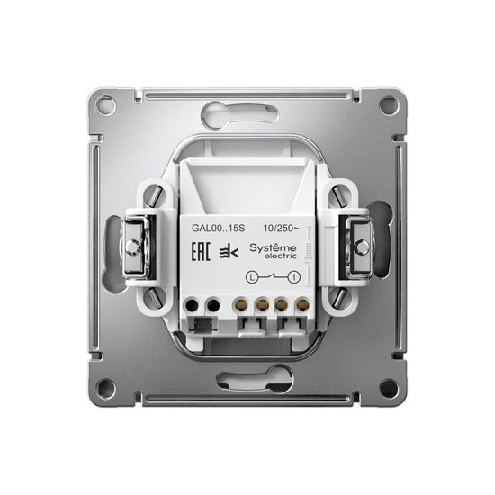 Выключатель кнопочный 1-кл. ArtGallery быстрозажим. клем. механизм сталь SE GAL000915S