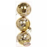 Новогодние шары 7см (набор 3шт) «Хвойные веточки», золото