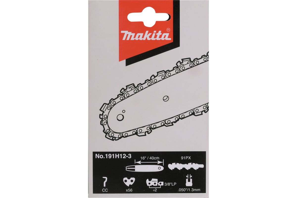 Цепь 40 см/16", шаг 3/8", паз 1.3 мм, 56 звеньев, 91PX Makita 191H12-3