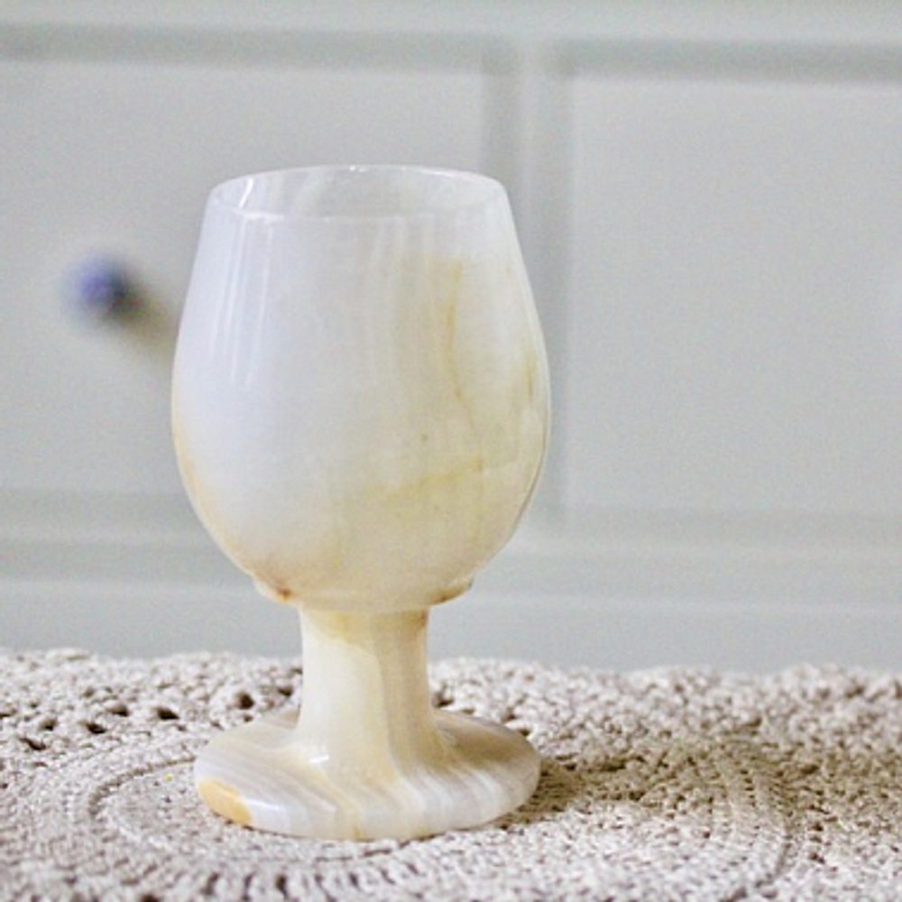 Ваза бокал на ножке Оникс природный, D7 x 12 см