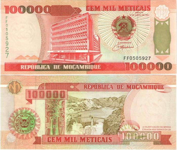 100 000 метикал 1993 Мозамбик