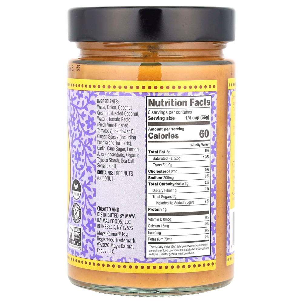 Maya Kaimal, Coconut Korma, Индийский соус на медленном огне, мягкий, кокосовый крем и кардамон, 12,5 унций (354 г)