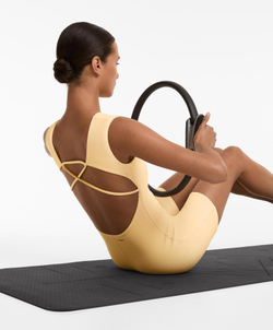 Oysho Короткий комбинезон из полиамида с фактурой хлопка, желтый