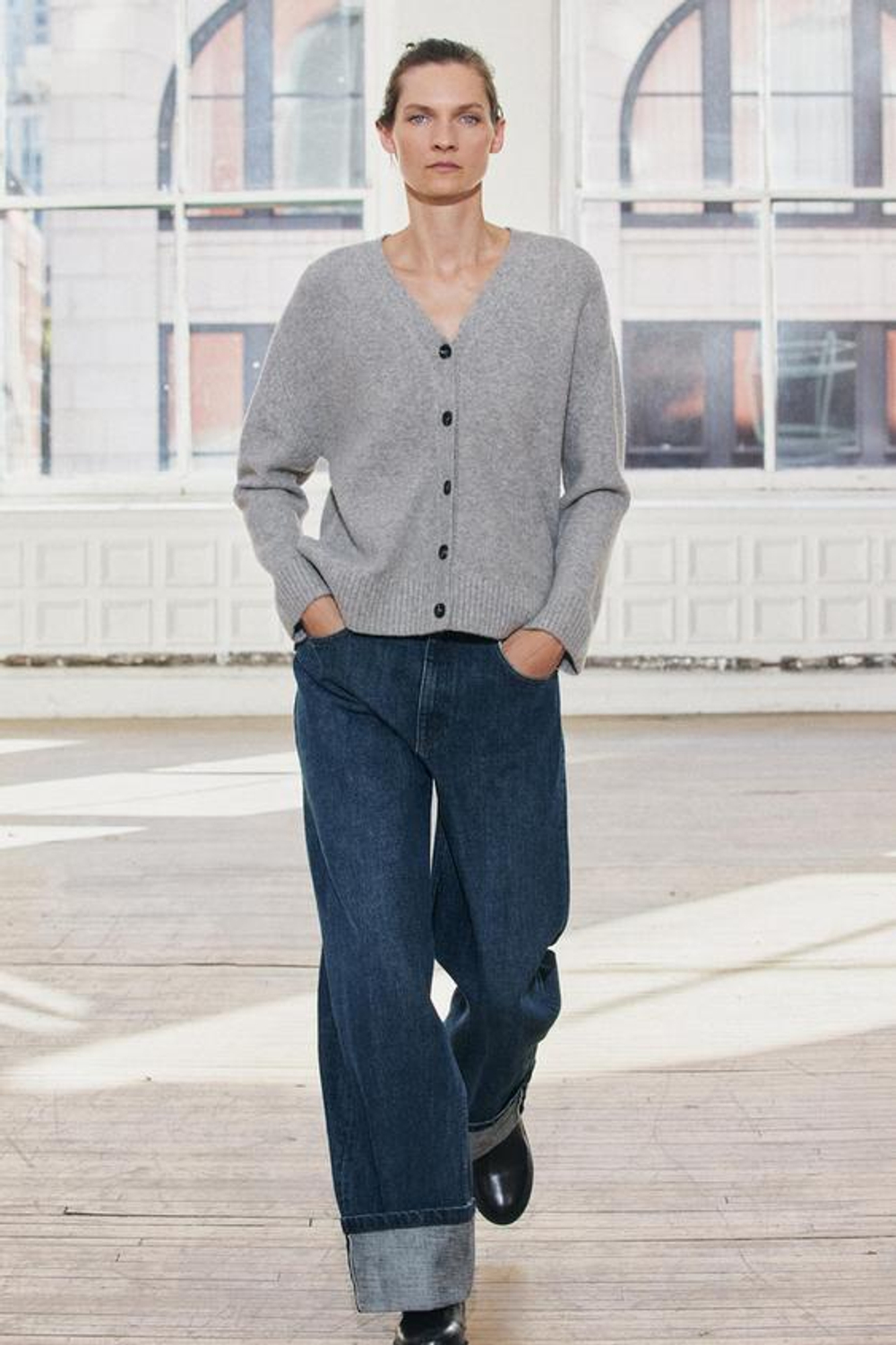 ZARA КАРДИГАН ИЗ МЯГКОЙ ТКАНИ, СЕРЫЙ С МЕЛАНЖЕВЫМ ЭФФЕКТОМ