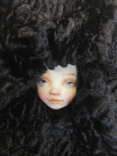 Ткань вискоза/хлопок - мех для игрушек (Италия) цвет черный цена за отрез 33х50см