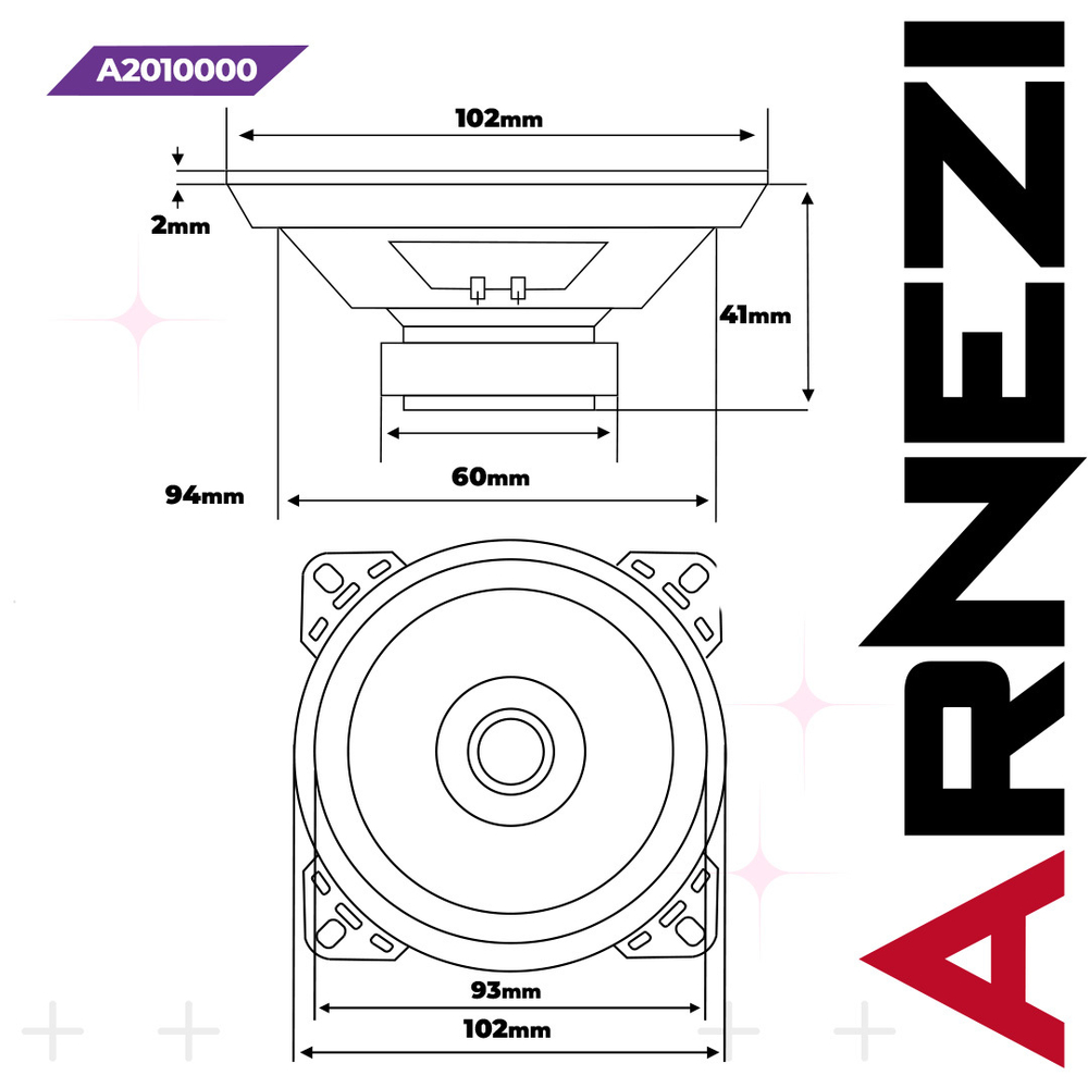Колонки ARNEZI Deeptone 4 , 10 см широкополосные, 2шт, 10 см (4 дюйм.), Max Вт ARNEZI A2010000
